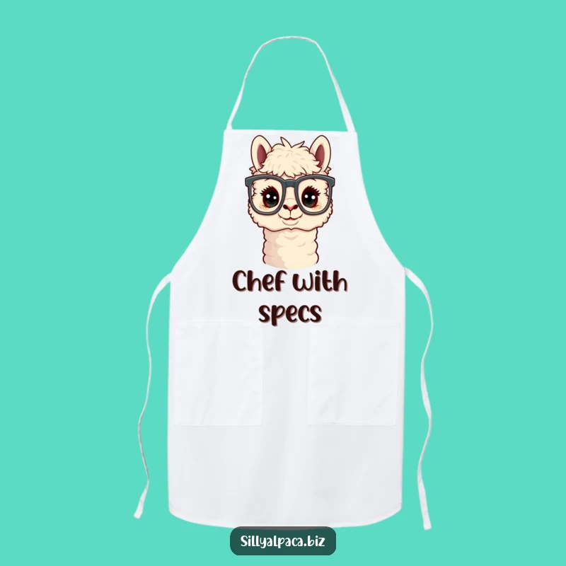 Funny Curious Alpaca Office Glasses Apron - Quirky Kitchen Gift
