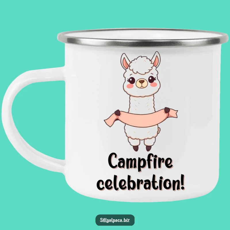 Funny Happy Alpaca Banner Camping Mug - Adventure Celebration Gift