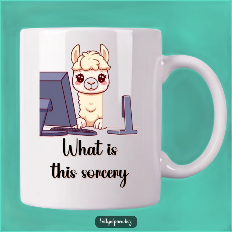 Funny Alpaca Computer Mug: Curious Tech Lover Gift - Hilarious Office Desk Accessory