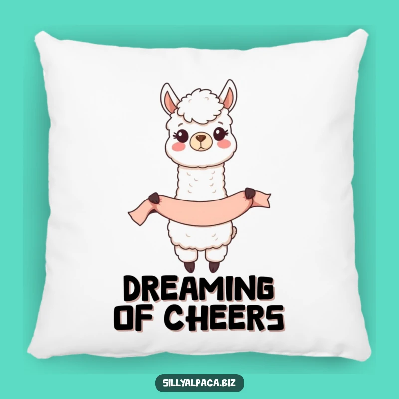Funny Happy Alpaca Banner Pillow - Cozy Celebration Decor Gift