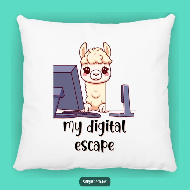 Funny Alpaca Pillow: Curious Computer Nights - Soft & Hilarious Tech Comfort
