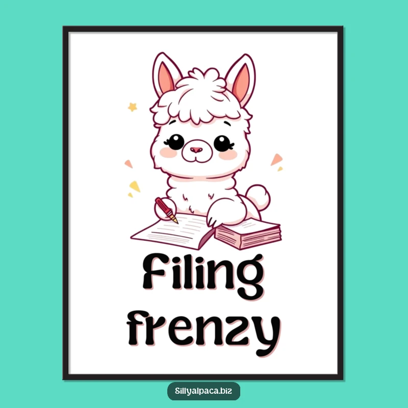 Funny Alpaca Filing Digital Art: Instant Organized Decor