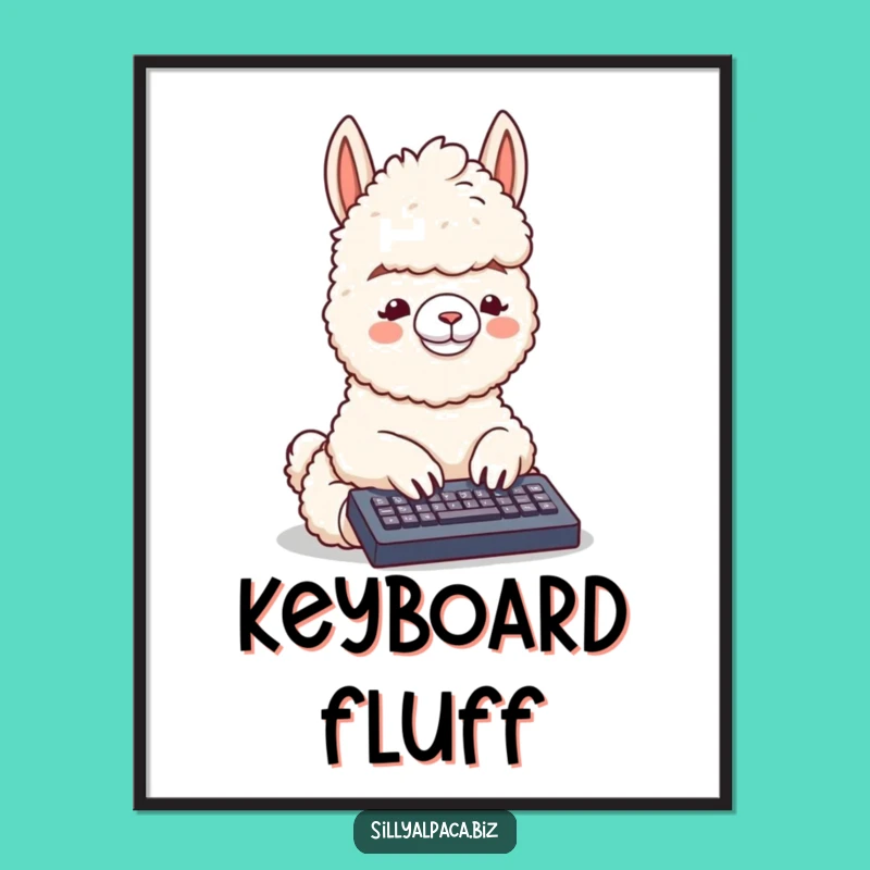 Funny Alpaca Typing Digital Art: Instant Techie Decor