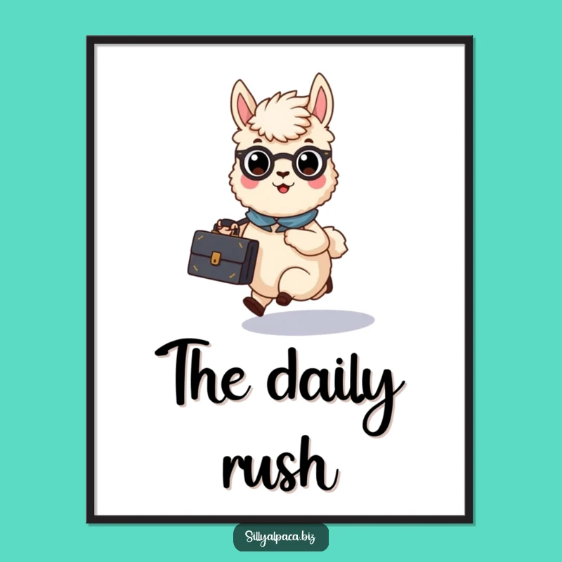 Funny Busy Alpaca Briefcase Digital Art - Instant Motivational Decor Gift