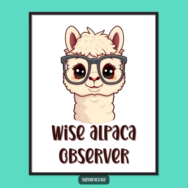 Funny Curious Alpaca Office Glasses Digital Art - Instant Whimsy Gift