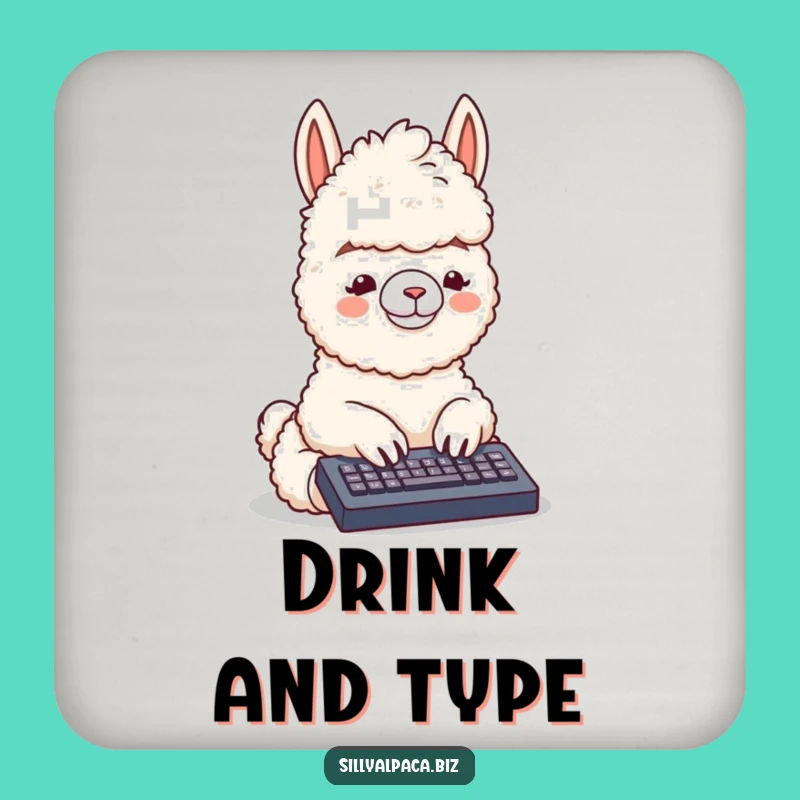 Funny Alpaca Typing Coaster: Protect Surfaces Hilariously