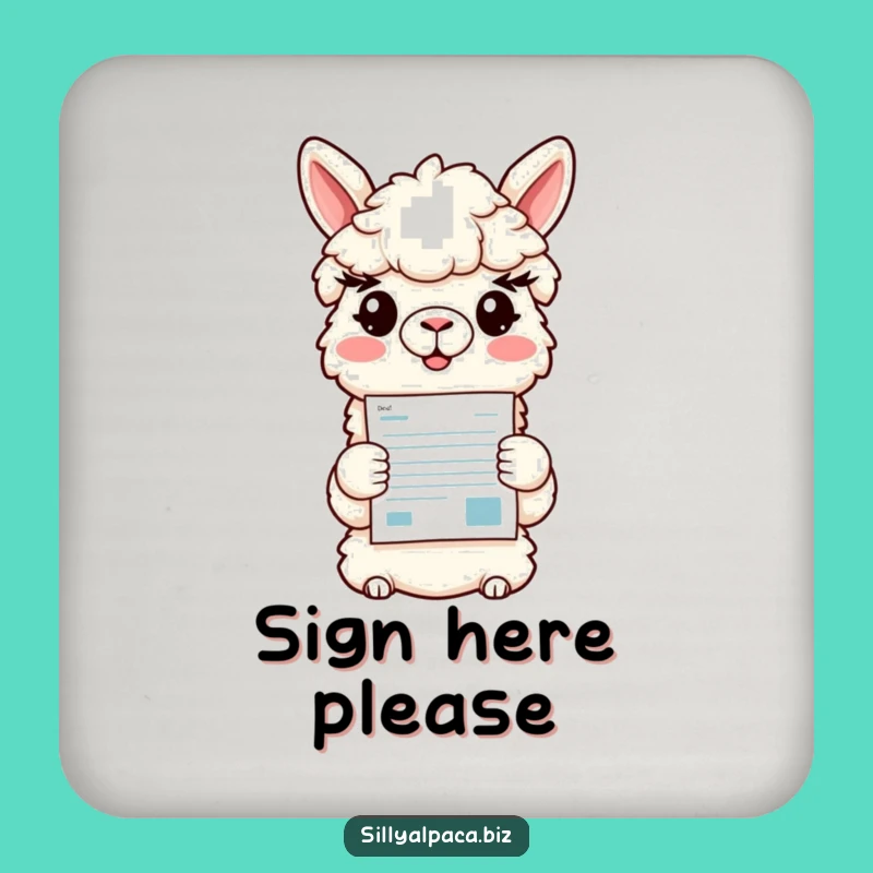 Funny Alpaca Coasters (Set of 4): Document Display - Quirky Office Decor Gift