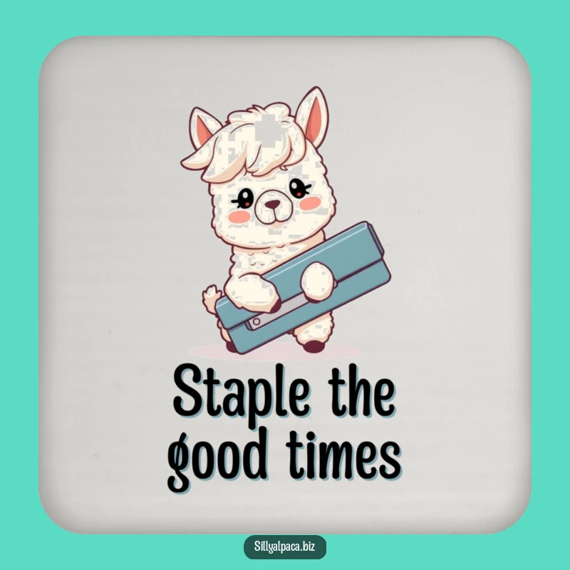 Funny Alpaca Stapler Struggle Coaster: Protect Surfaces with Humor