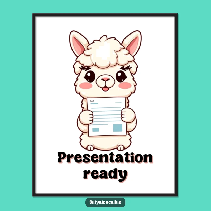 Funny Alpaca Poster: Colorful Document Display - Cheerful Office Art Gift