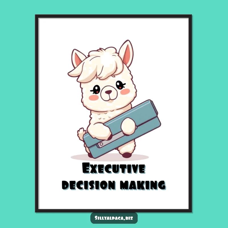 Funny Alpaca Stapler Struggle Poster: Hilarious Wall Art for Your Office Den