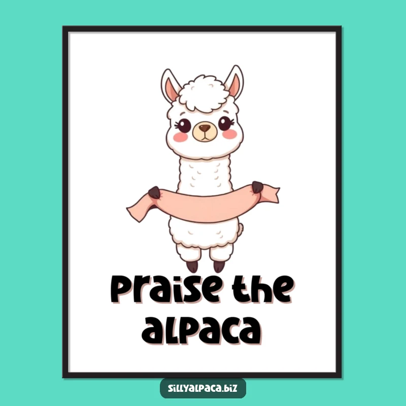 Funny Happy Alpaca Banner Poster - Joyful Wall Art Gift