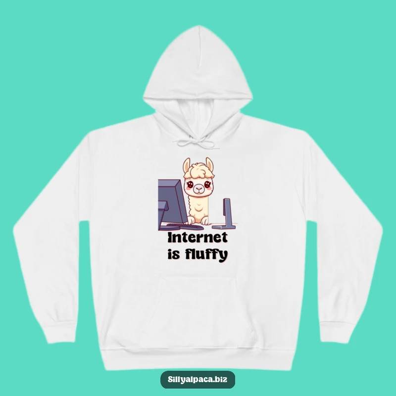 Cozy Funny Alpaca Hoodie: Curious Computer Gazer - Warm Tech Humor Gift