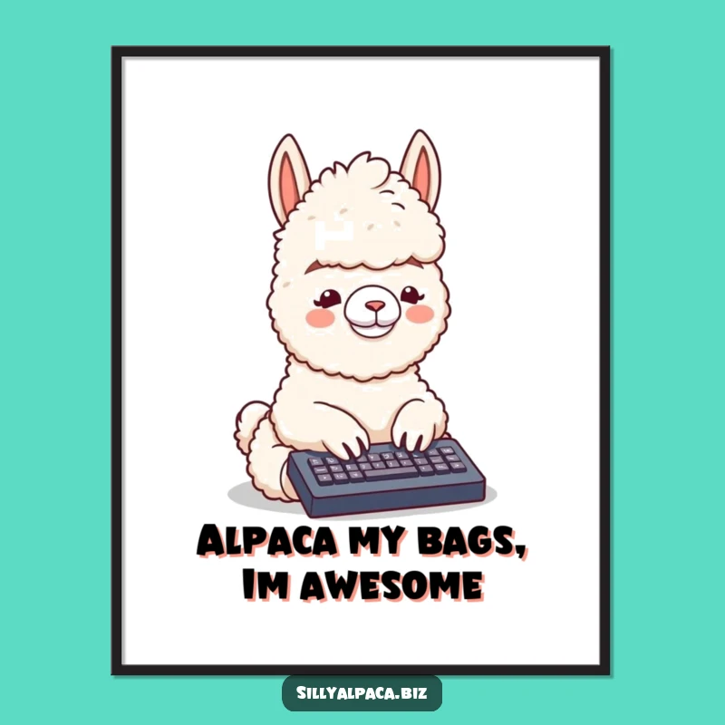 Free Printable Wall Art: Typing Alpaca Funny Downloadable Decor