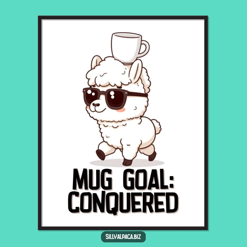 Free Printable Wall Art: Determined Alpaca Coffee Head Decor Funny Gift