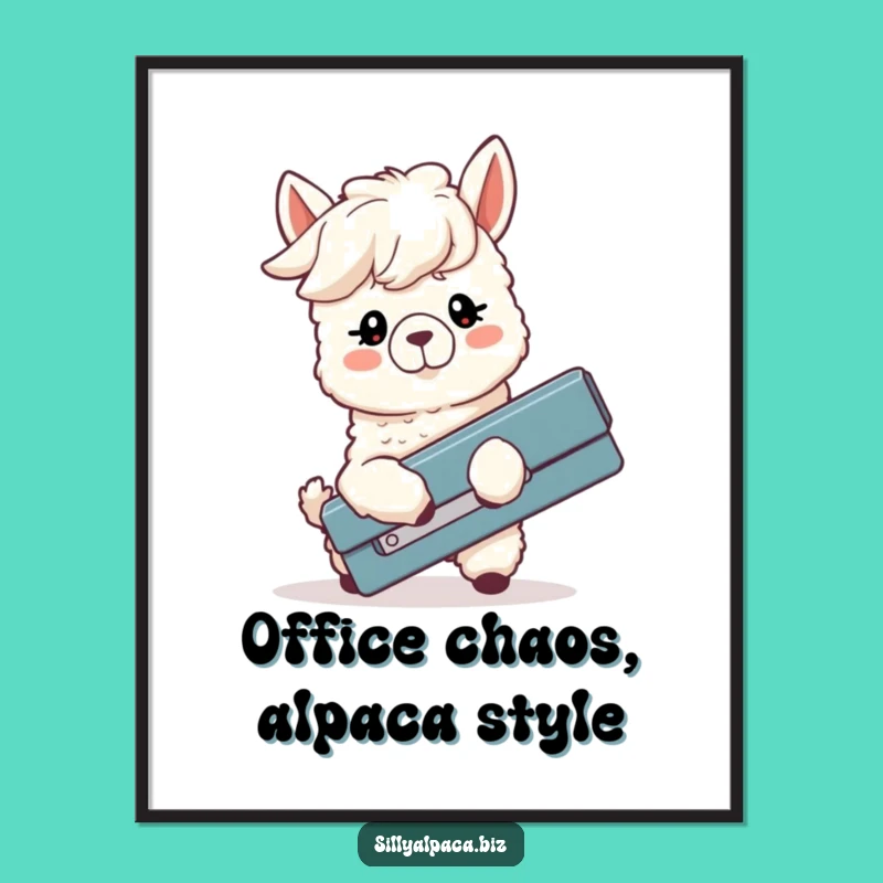 Free Printable Wall Art: Silly Alpaca Stapler Funky Downloadable Art Gift
