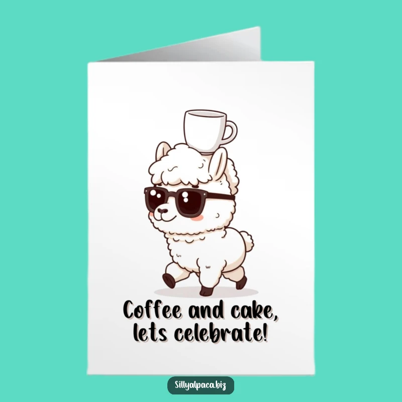 Free Printable Birthday Card: Determined Alpaca Coffee Head March Funny Gift