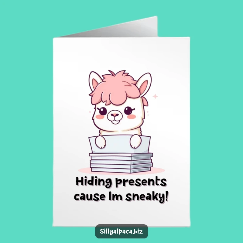 Free Printable Birthday Card: Mischievous Alpaca Paper Fun Funny Gift