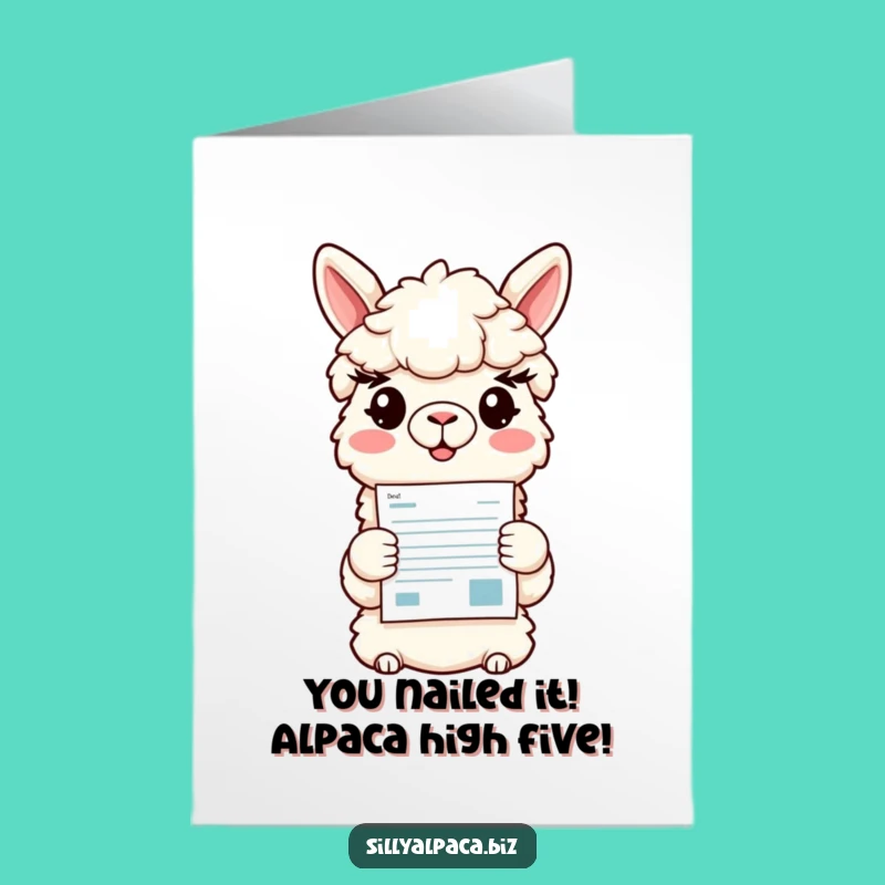 Free Printable Congrats Card: Happy Alpaca Presentation, Humorous Downloadable Success.