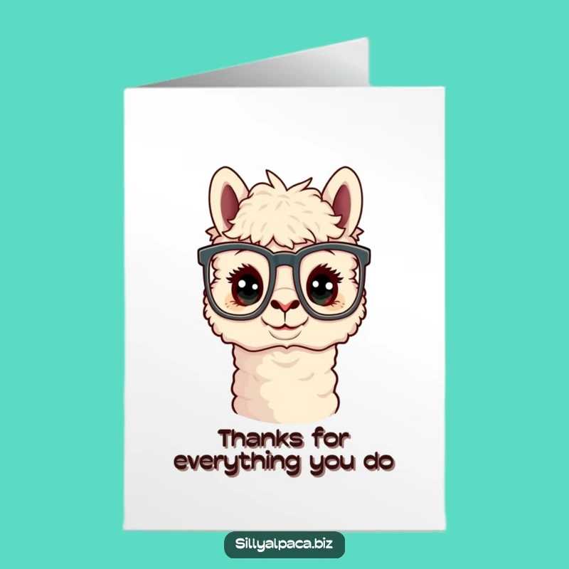 Free Printable Thank You Card: Curious Alpaca Office Funny Downloadable Gift