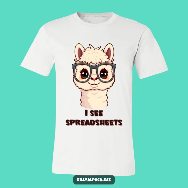 Funny Curious Alpaca Office Glasses T-Shirt - Goofy Workwear Gift