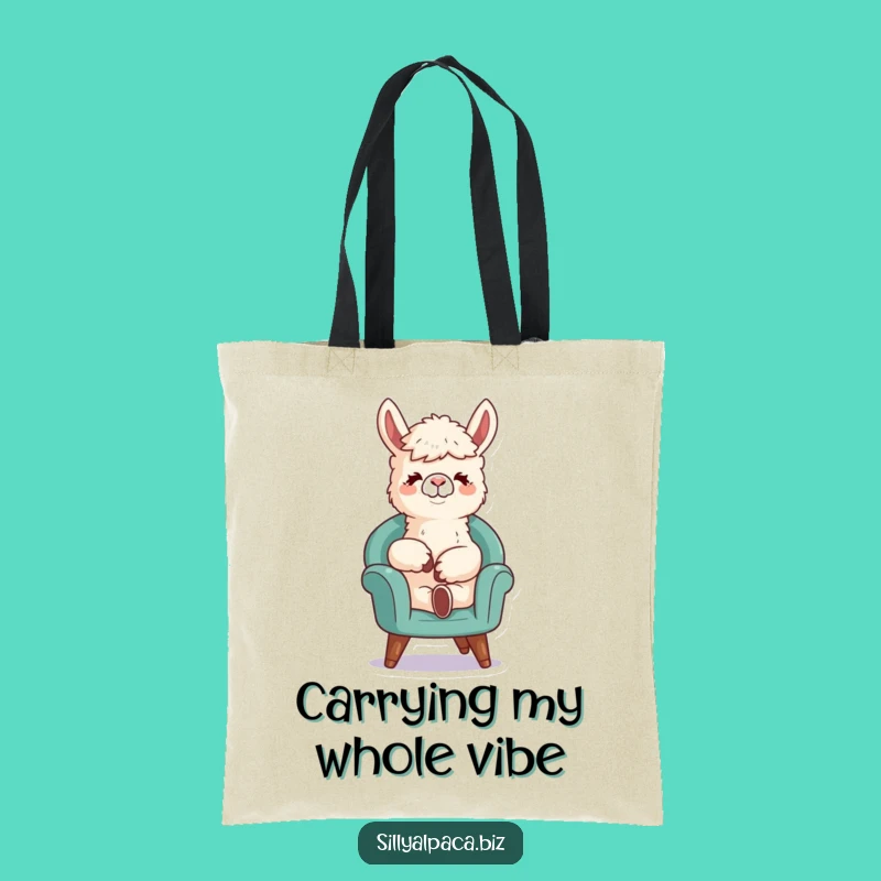 Funny Relaxed Alpaca Tote Bag: Hilarious Lounging Llama Carry-All for Daily Errands