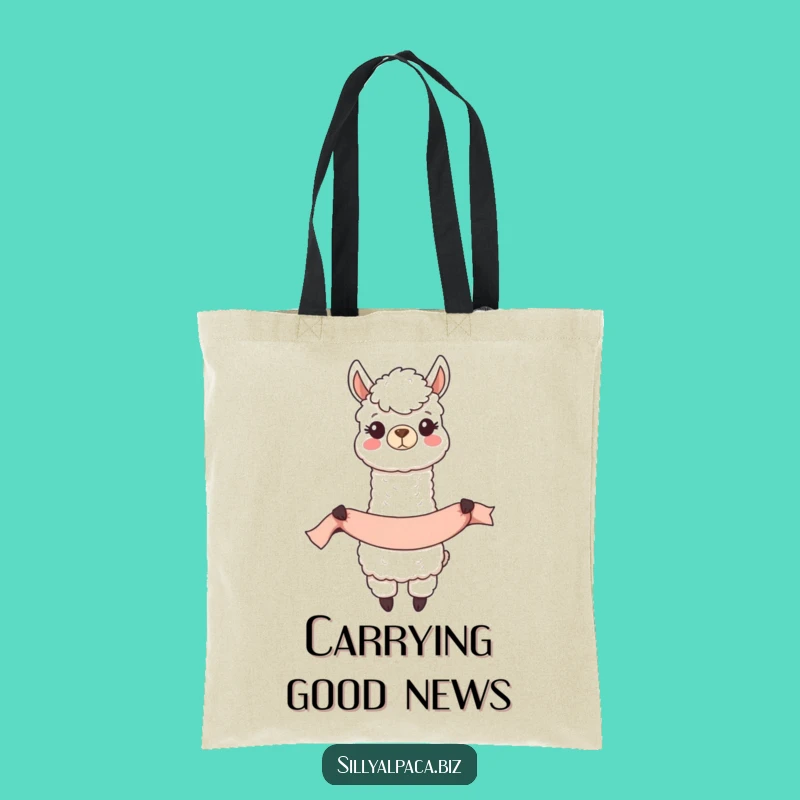 Funny Happy Alpaca Banner Tote Bag - Festive Accessory Gift